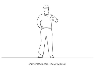 industrial worker successful okey accept sign full body line