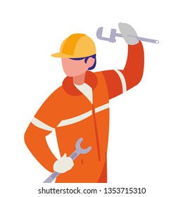 industrial worker with tools avatar character