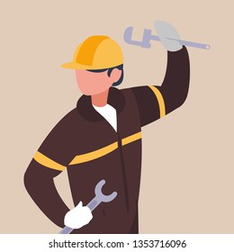 industrial worker with tools avatar character