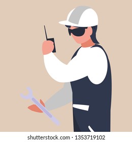 industrial worker with tools avatar character