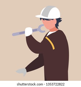 industrial worker with tools avatar character