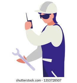 industrial worker with tools avatar character