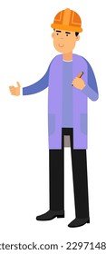 industrial worker in uniform and hard hat