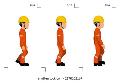 Un trabajador industrial camina sobre fondo blanco
