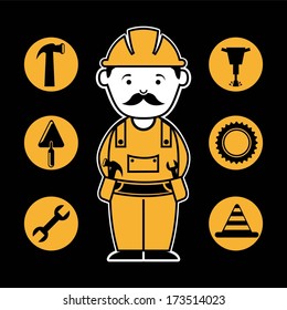 industrial workers over black background vector illustration