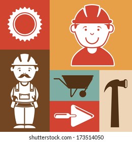 industrial workers over colors background vector illustration
