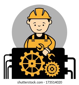 industrial workers over white background vector illustration