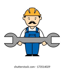 industrial workers over white background vector illustration