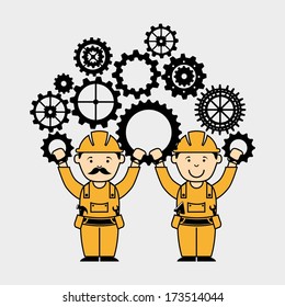 industrial workers over white background vector illustration