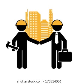 industrial workers over white background vector illustration