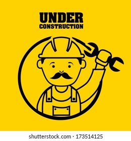 industrial workers over yellow background vector illustration