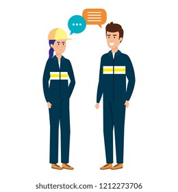 industrial workers talking characters