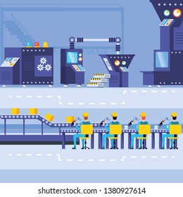 industrial workers in technified factory
