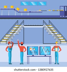 industrial workers in technified factory