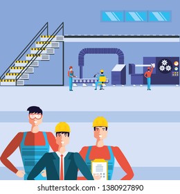 industrial workers in technified factory