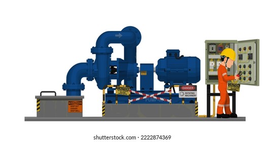 Industrial workers use screwdriver tester to measuring electric current in the electrical control cabinet
