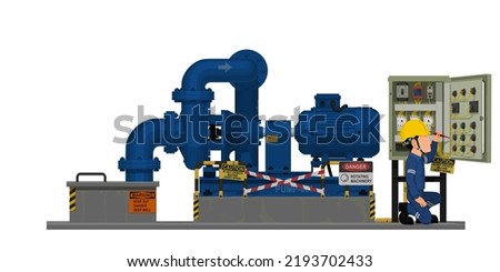 Industrial workers use screwdriver tester to measuring electric current in the electrical control cabinet