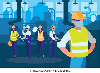 Team Work People Factory Scene Stock Vector (Royalty Free) 1301825311 ...