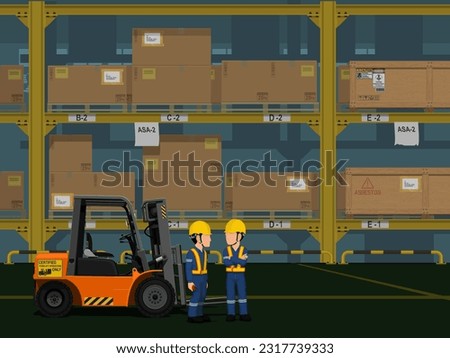 Industrial workers are working in the warehouse

