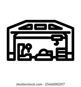 industrial workshop industry line icon vector. industrial workshop industry sign. isolated contour symbol black illustration