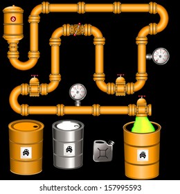 Industrial yellow pipeline vector background