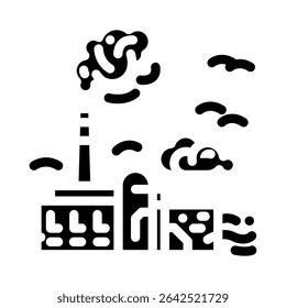 industrial zone covered heavy smog glyph icon vector. industrial zone covered heavy smog sign. isolated symbol illustration
