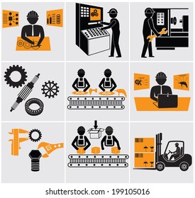 Engineering Workshop Industrial Operation Factory Workers Stock Vector ...