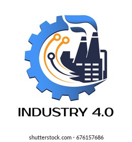 Industrial4.0 Cyber Physical Systems concept,smart factory logo.- Vector illustration