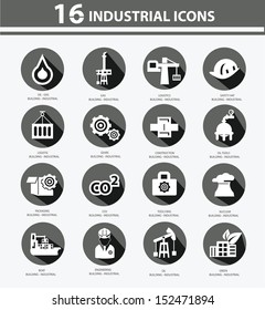 Industrial,Factory,plants and pollution icons,Black version