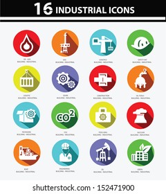 Industrial,Factory,plants and pollution icons,Colorful version