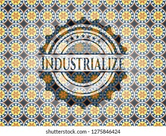 Industrialize arabic badge background. Arabesque decoration.