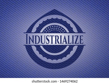Industrialize badge with jean texture. Vector Illustration. Detailed.
