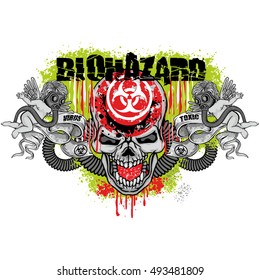 industrial,post-apocalypse coat of arms with skull, grunge.vintage design t-shirts
