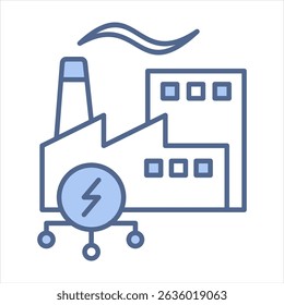 Industrias Electricidad Ilustración vectorial de iconos azules