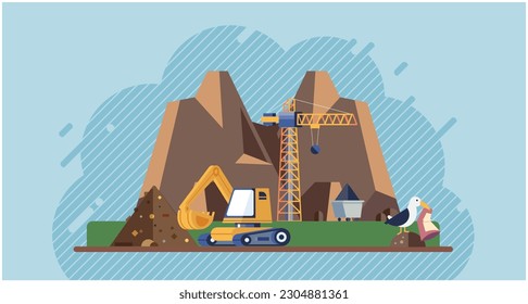 Industries that create pollution and cities that affected by pollution. Metaphor climate change, global warming and water crisis. Save the planet symbols. Environmental problem