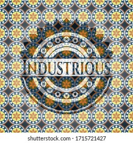 Industrielles arabisches Emblem. Arabeske Einrichtung. 