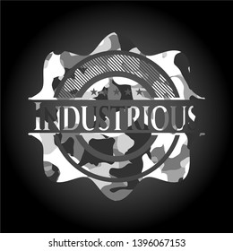 Industrious on grey camo texture