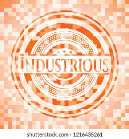 Industrious orange mosaic emblem