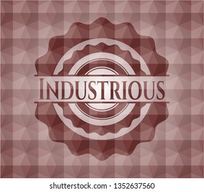 Industrious red seamless geometric badge.