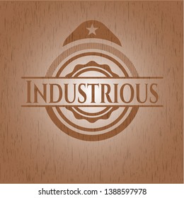 Industrious retro style wood emblem. Vector Illustration.