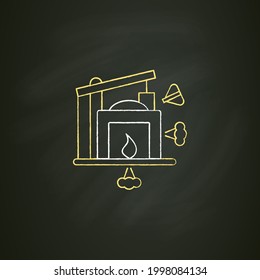 Icono de tiza de la industria 1.0. Mecanización, energía hídrica. Energía de vapor. Producción mecanizada. Concepto de transformación digital.Ilustración vectorial aislada en pizarra