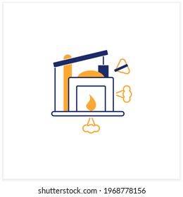 Industry 1.0 flat icon. Mechanization, water power. Steam power. Mechanized production. Digital transformation concept.Vector illustration