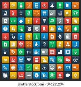 industry 100 icons set for web flat