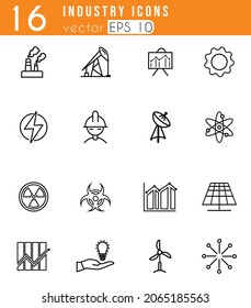 industry 16 icons set with White Background