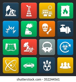 industry 16 icons universal set for web and mobile flat