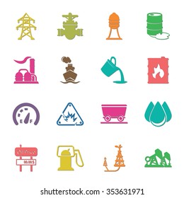 industry 16 icons universal set for web and mobile flat