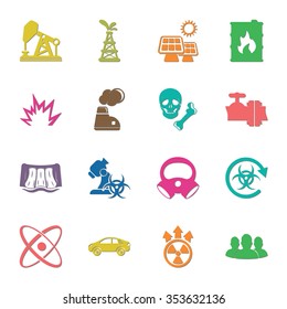 industry 16 icons universal set for web and mobile flat