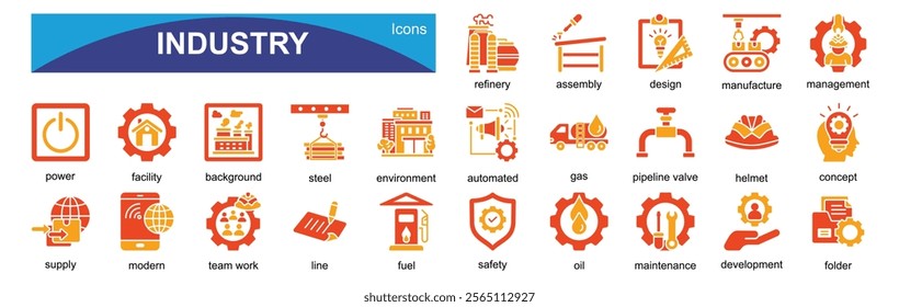 Industry 25 sets icons with  colour style