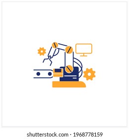 Icono plano de la industria 3.0. Tecnología moderna. Digitalización. Robotizando y automatizando todos los mecanismos. Concepto de transformación digital.Ilustración vectorial