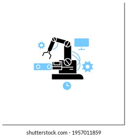 Industry 3.0 glyph icon. Modern technology. Digitalization. Robotizing and automation all mechanisms. Digital transformation concept.Filled flat sign. Isolated silhouette vector illustration